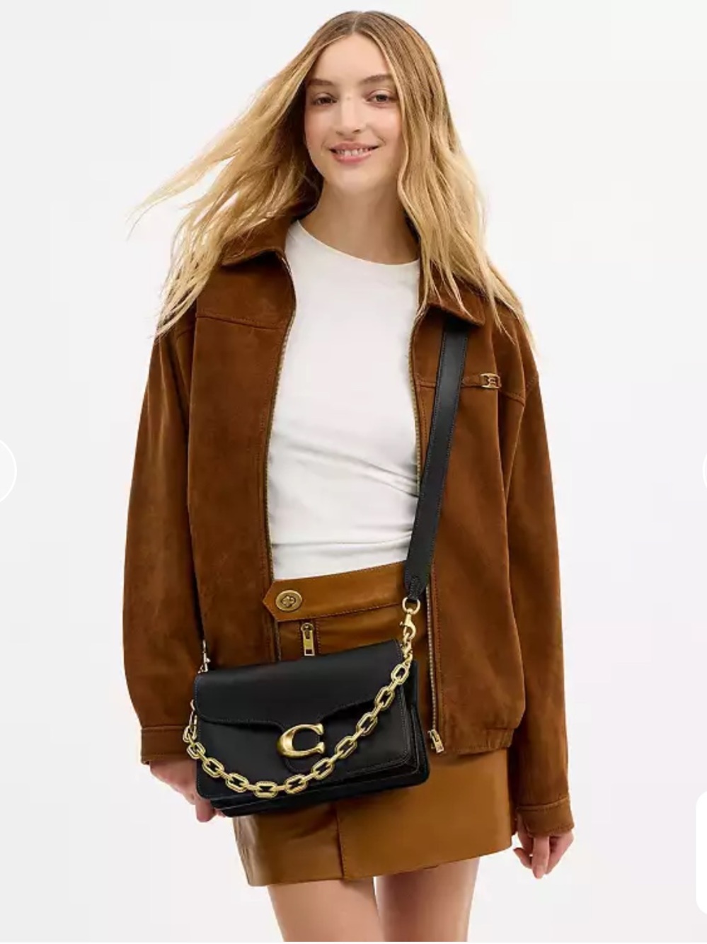 Coach Chain Tabby Shoulder Bag — Black with Gold Hardware-no small strap